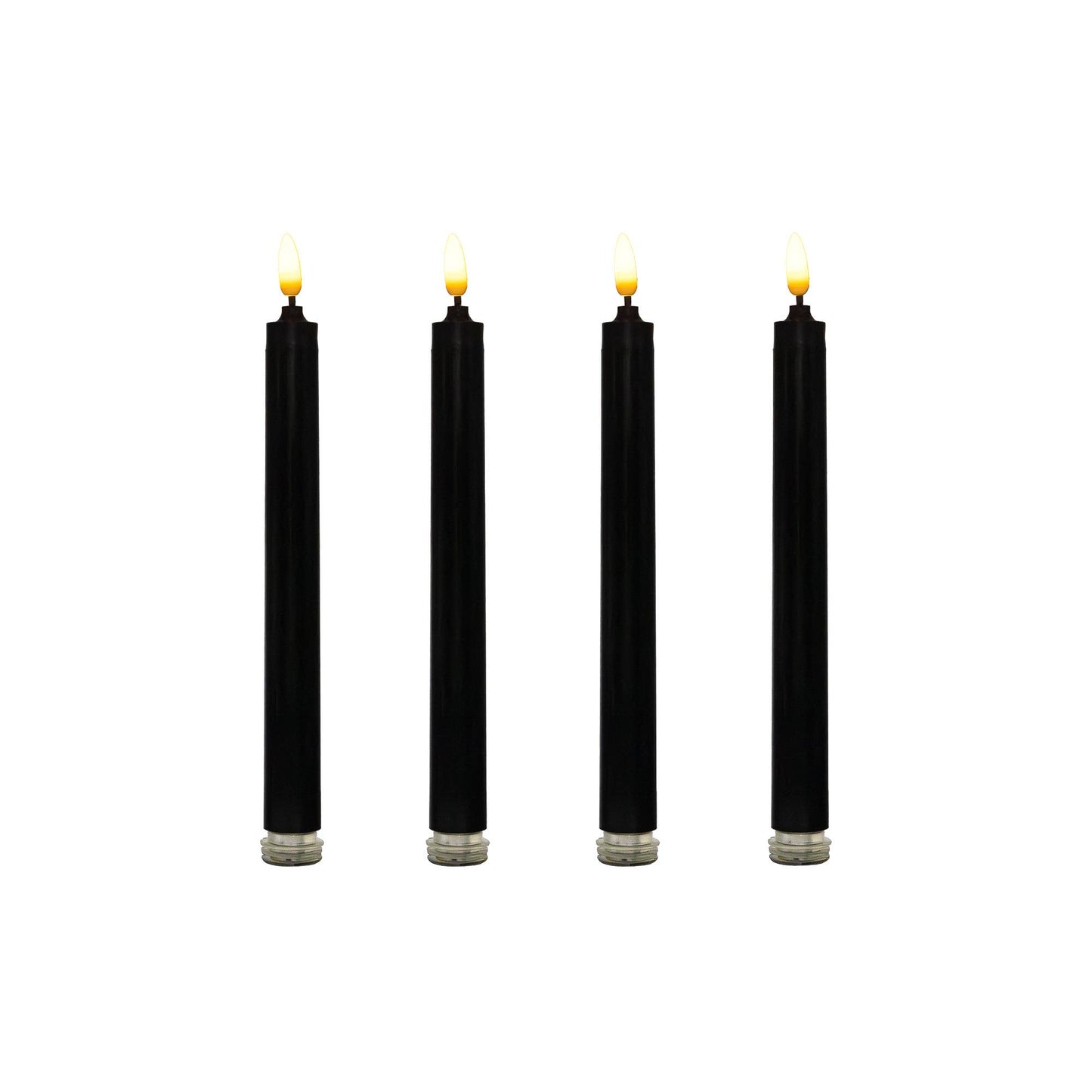 Black Wick Flame Taper Candles S/4