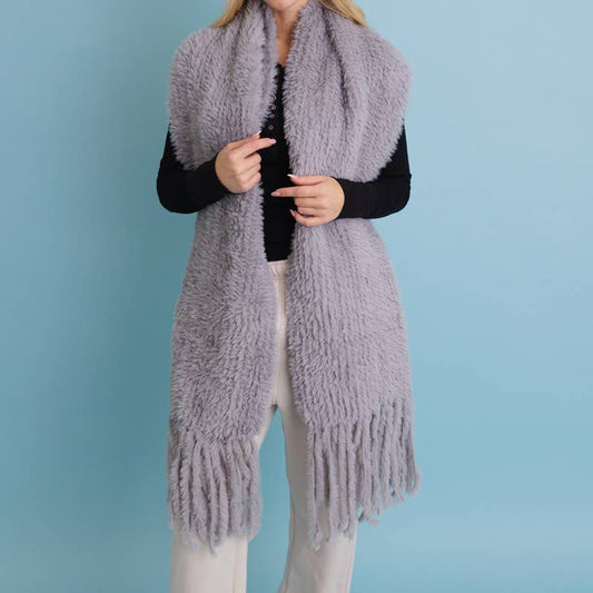 Ultra Soft Boucle Fringe Blanket Scarf