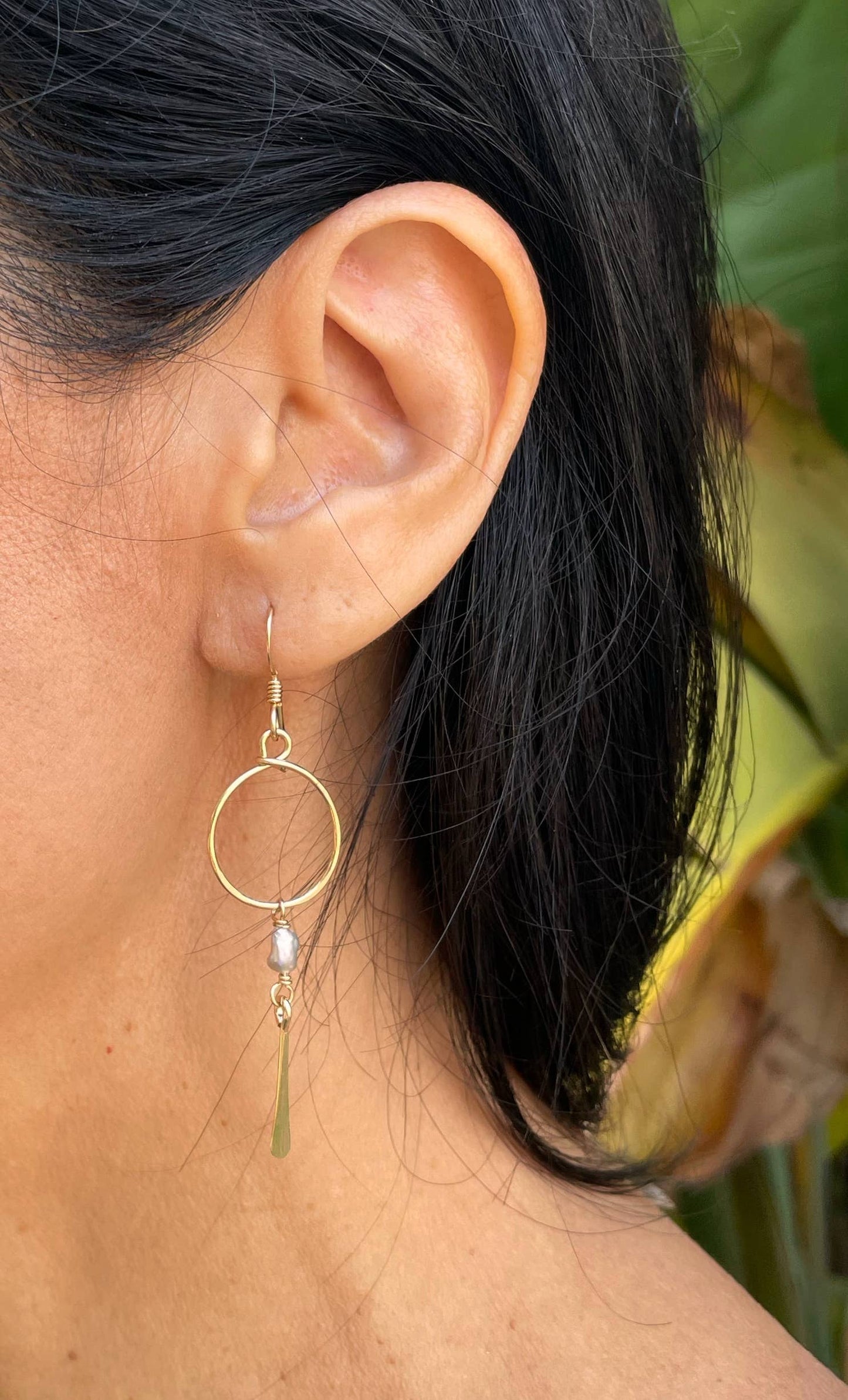 Baby Hoop Pearl Spike | 14kt Gold Filled, Sterling Silver