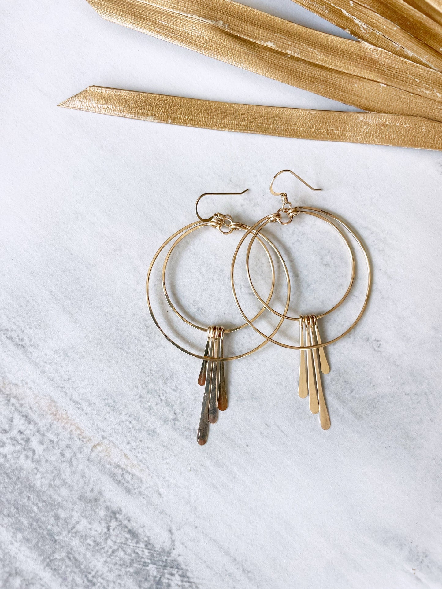 Double Circle Hoop Metal Fringe | 14kt Gold Filled, Sterling