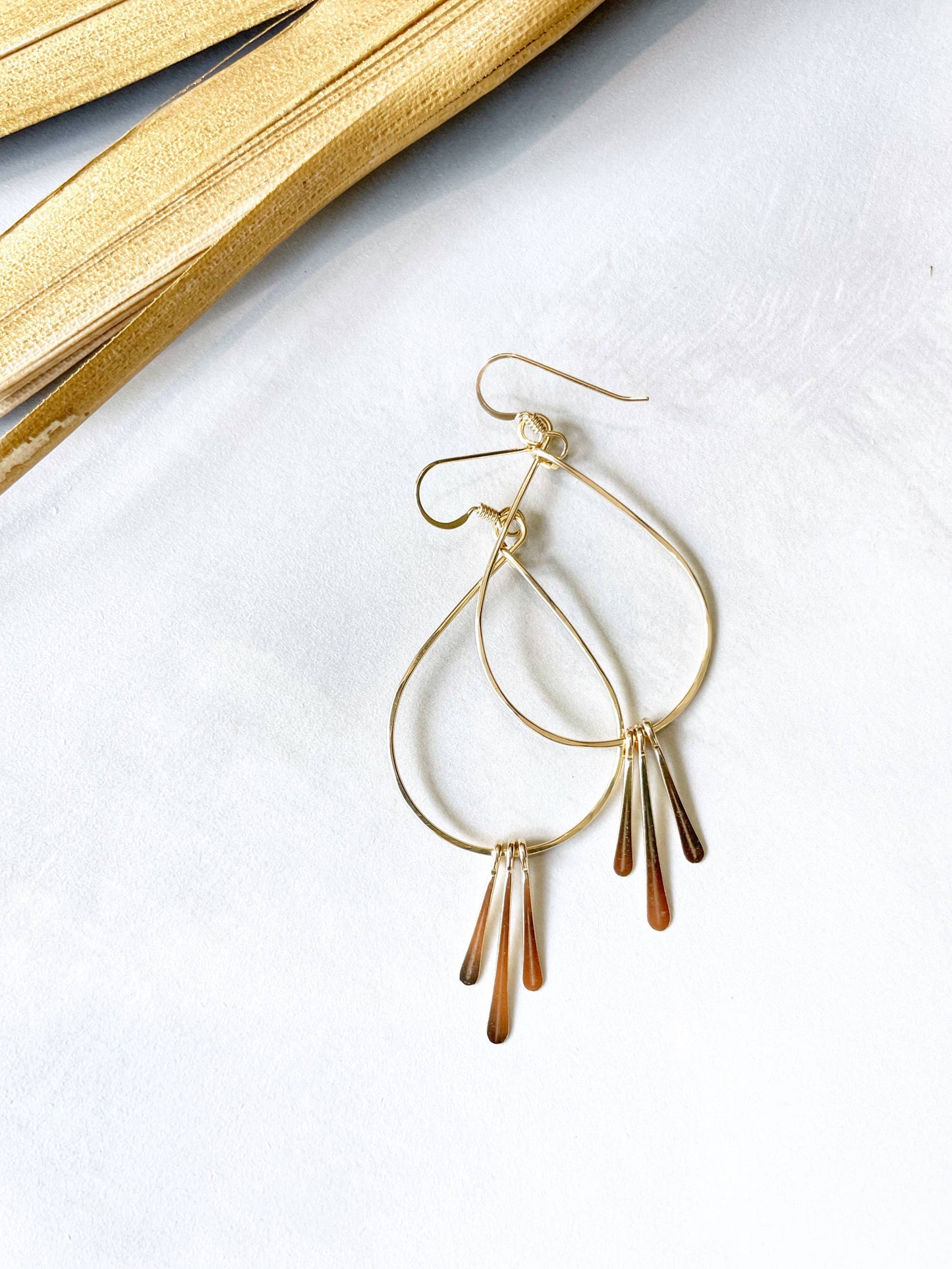 Teardrop Hoops Triple Fringe | 14kt Gold Filled, Sterling