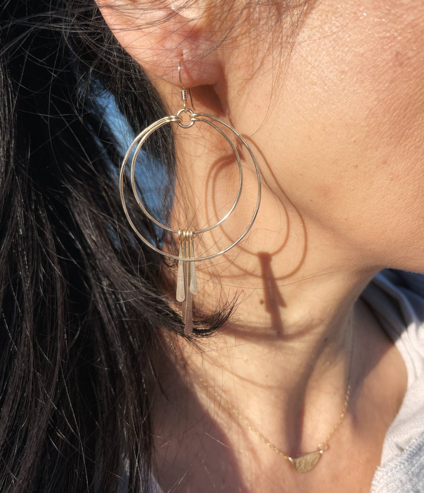 Double Circle Hoop Metal Fringe | 14kt Gold Filled, Sterling