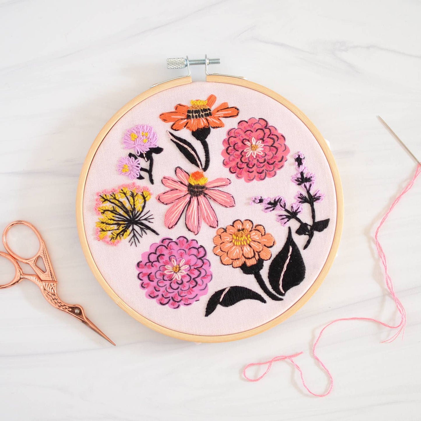 Zinnia Embroidery Kit