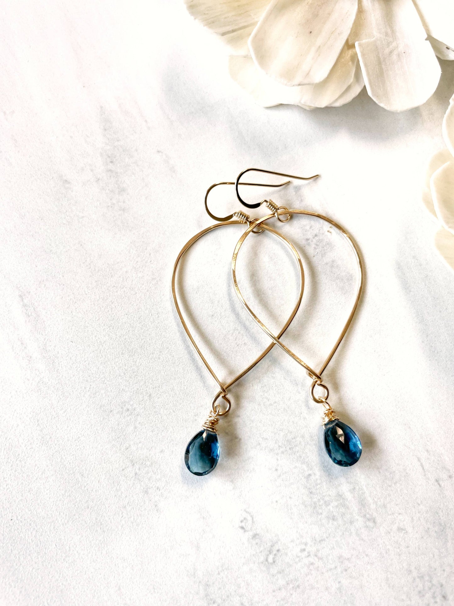 Inverted Teardrop Hoops Gemstone Drop | 14kt Gold Filled