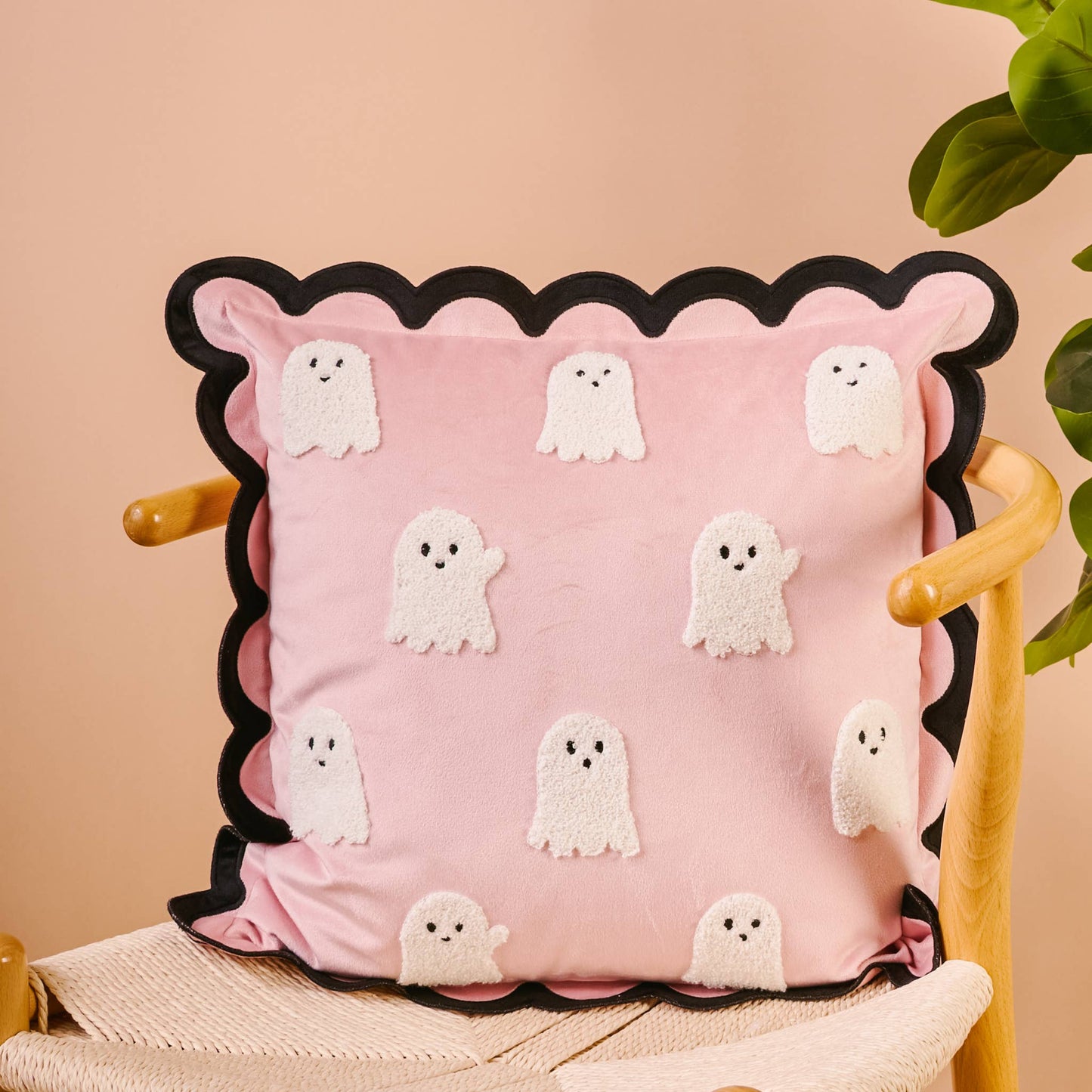 Scalloped Square Throw Pillow-Boo Crew