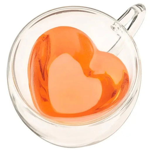 Heart Shaped Double Walled Glass Mug