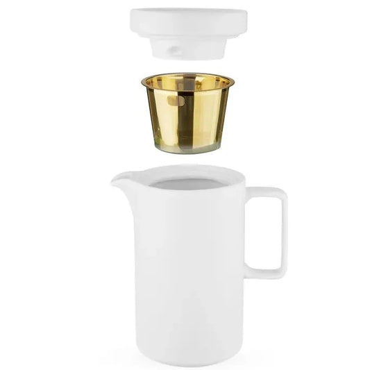 Ceramic Teapot w/ Gold Infuser Basket