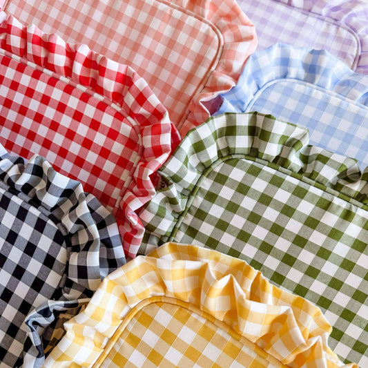 Gingham Frilly Makeup Bags
