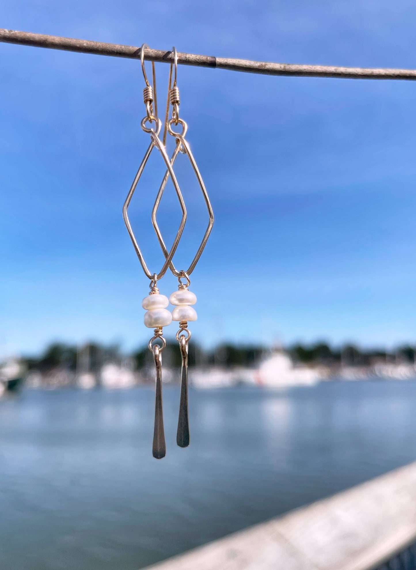 Small Diamond Hoop Pearl Fringe | 14kt Gold Filled
