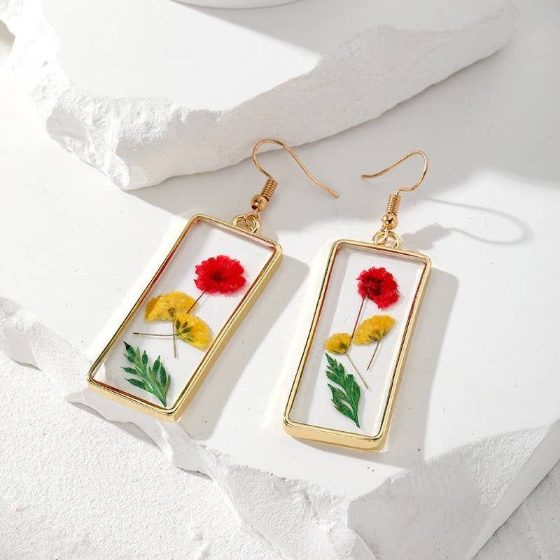 Vintage Dried Flower Earrings