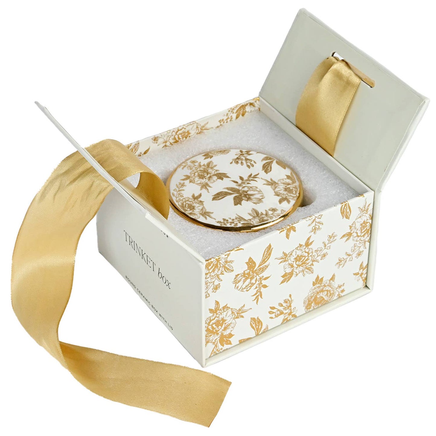 Gold Delft Trinket Dish w/ Lid