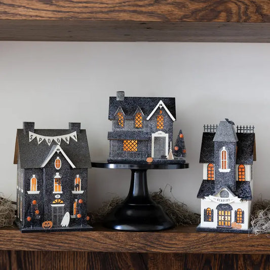 Spooky Lighted Village Paper Houses