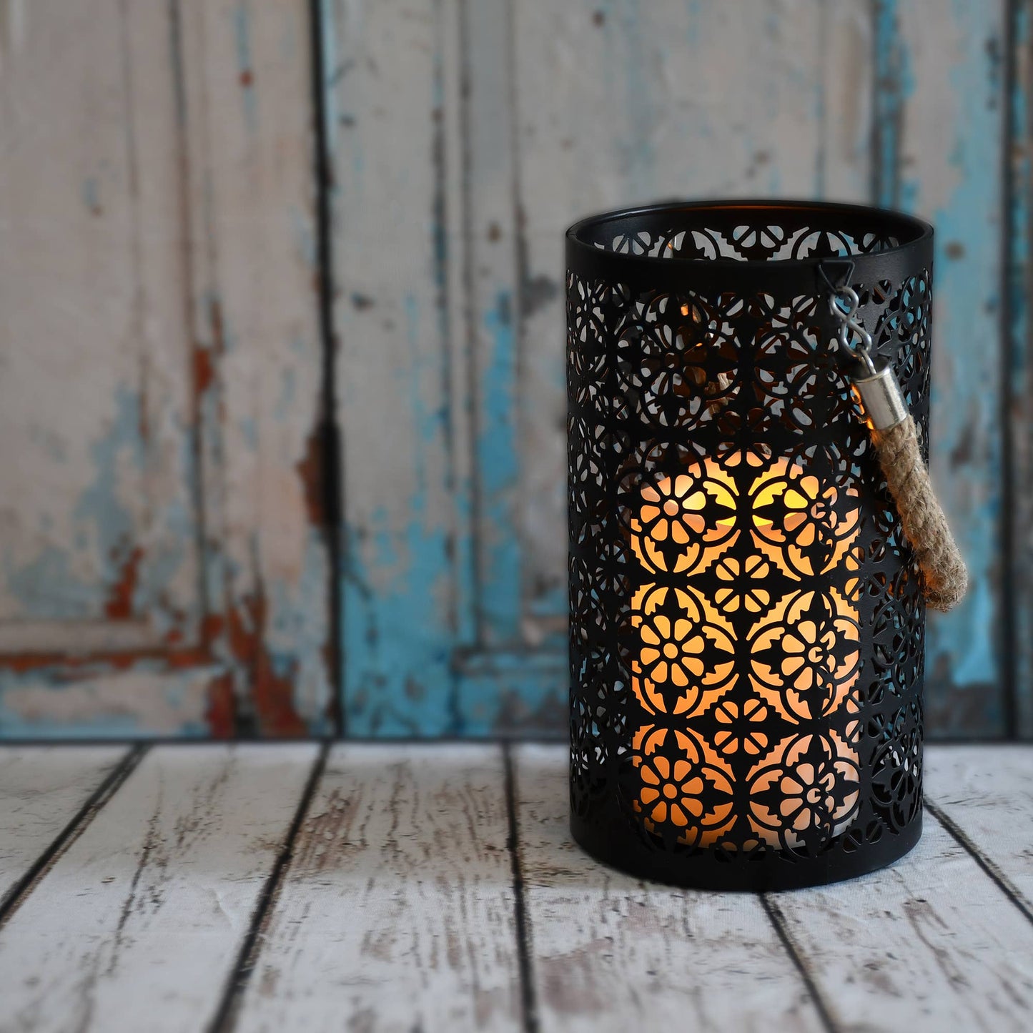 Metal Lantern w/ Candle