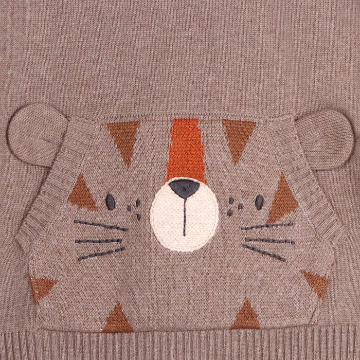 Tiger Kangaroo Pocket Knit Pullover & Pant Set