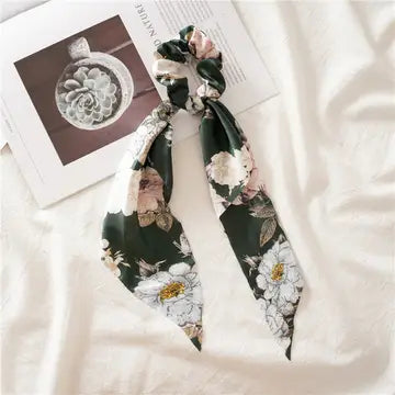Silk Floral Bow Scrunchies