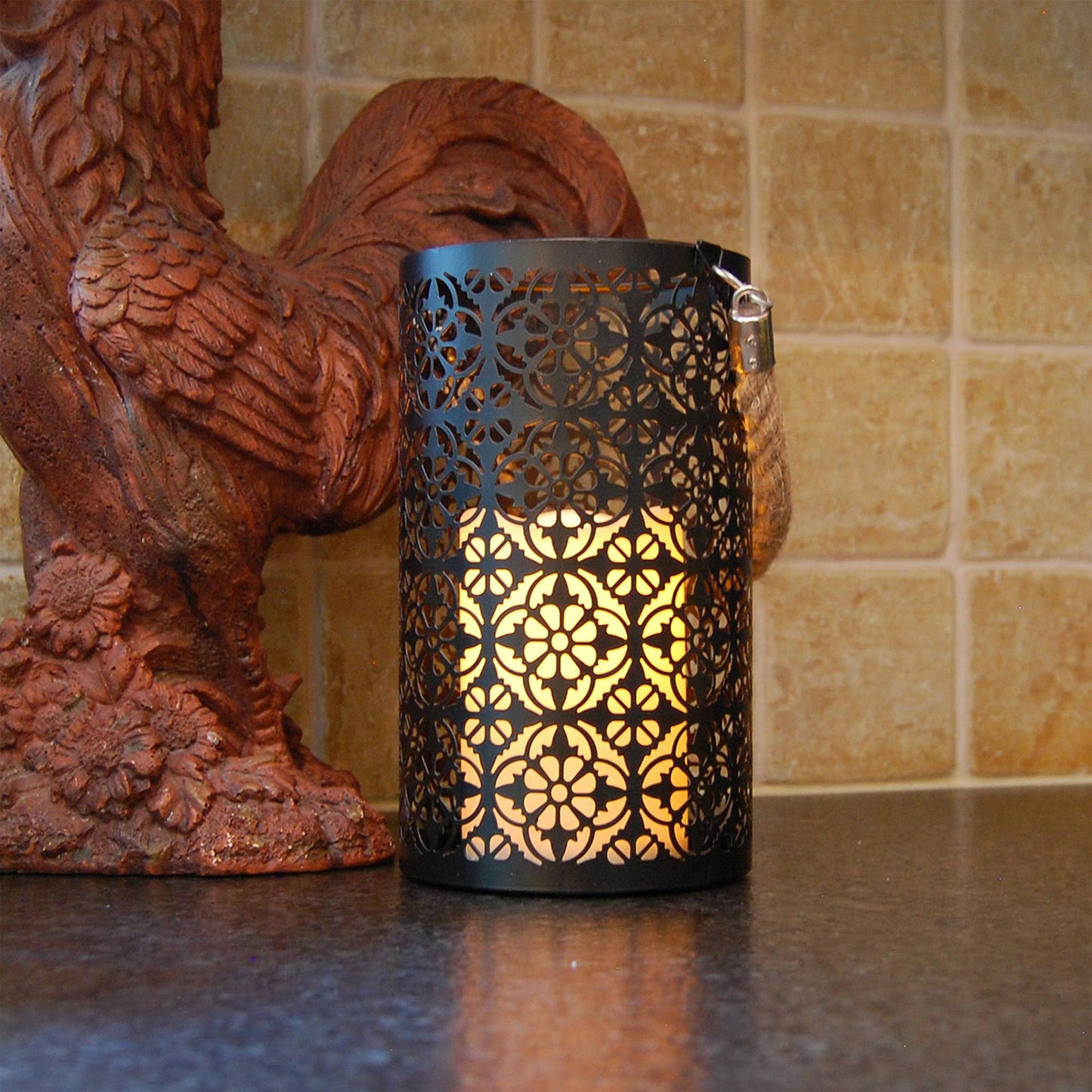 Metal Lantern w/ Candle