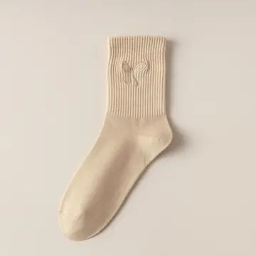 Embroidered Bow Socks