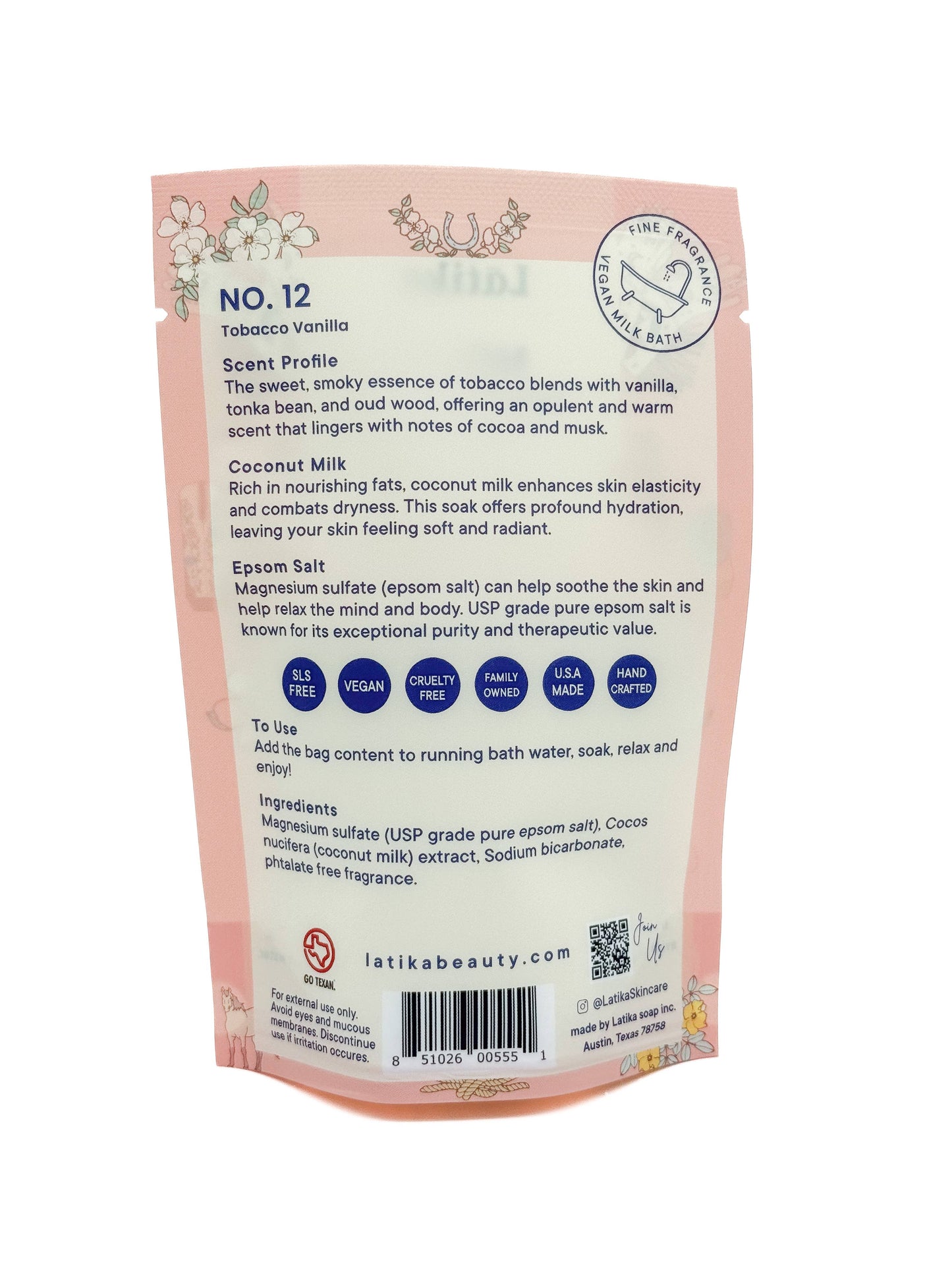 Tobacco-Vanilla Vegan Milk Bath Soak