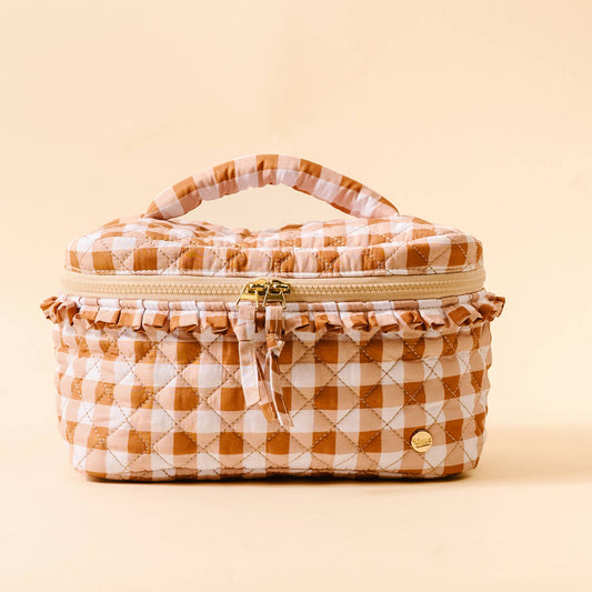 Maple Gingham Quilted Cosmetic Bag