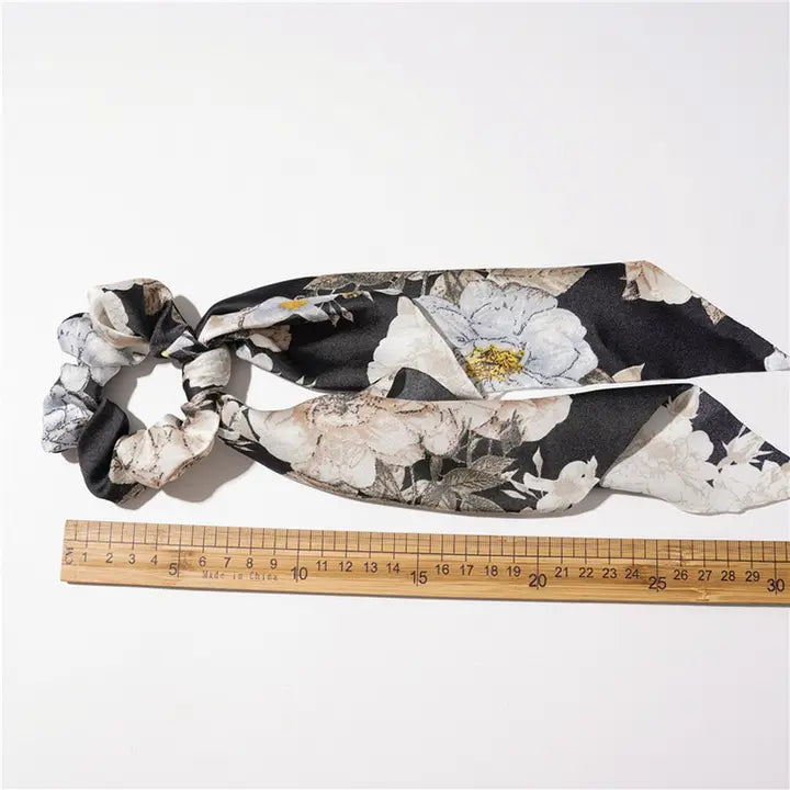 Silk Floral Bow Scrunchies