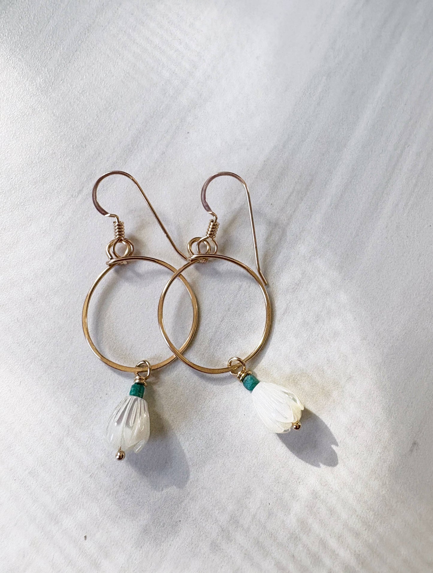 Small Circle Hoops Pikake Flower | Gold Filled, Sterling