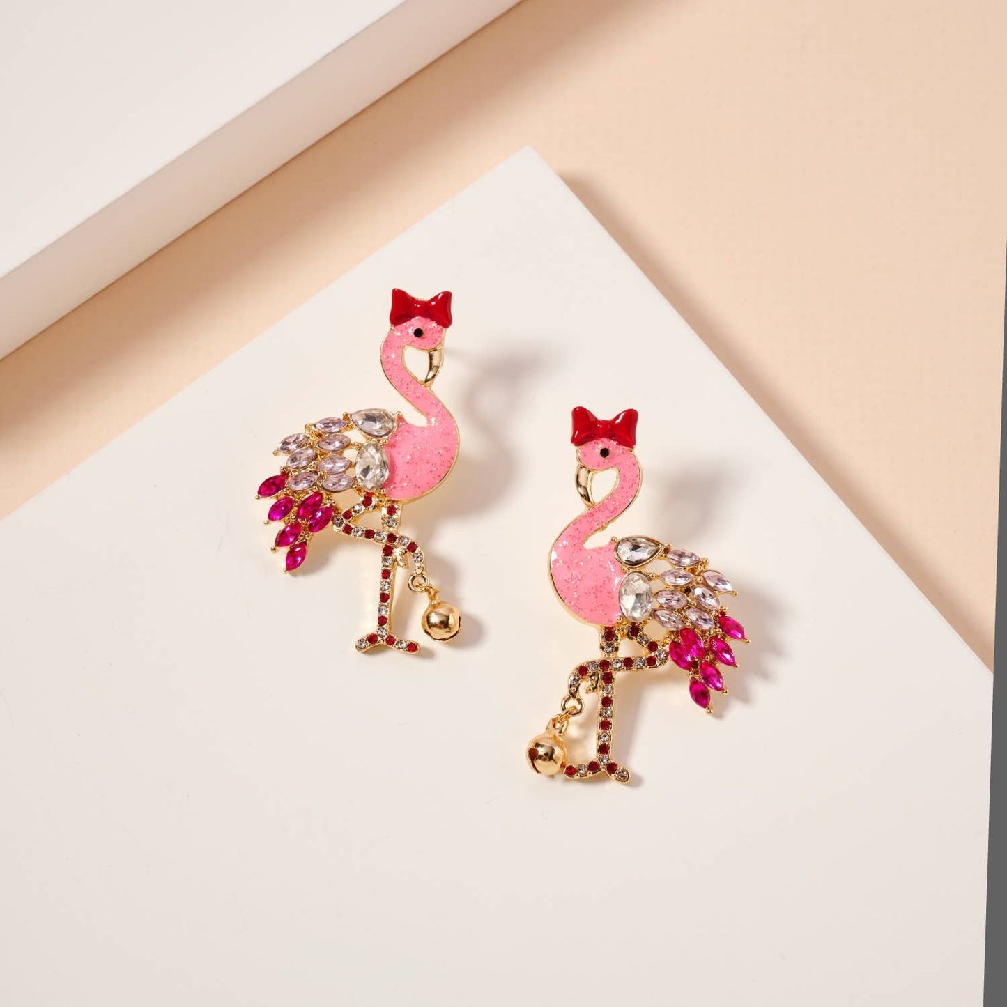 Flamingo Rhinestone Enamel Earrings