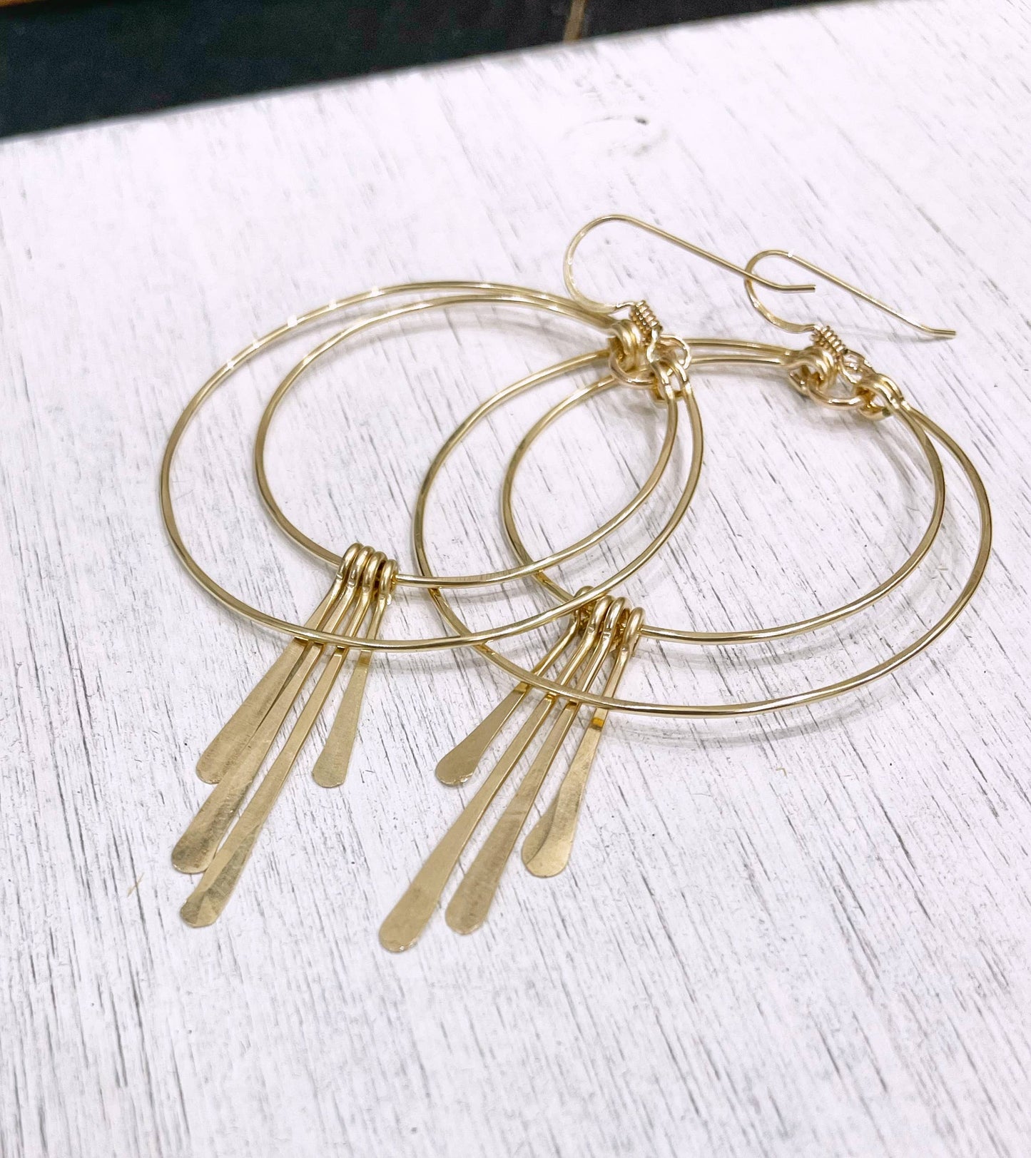 Double Circle Hoop Metal Fringe | 14kt Gold Filled, Sterling