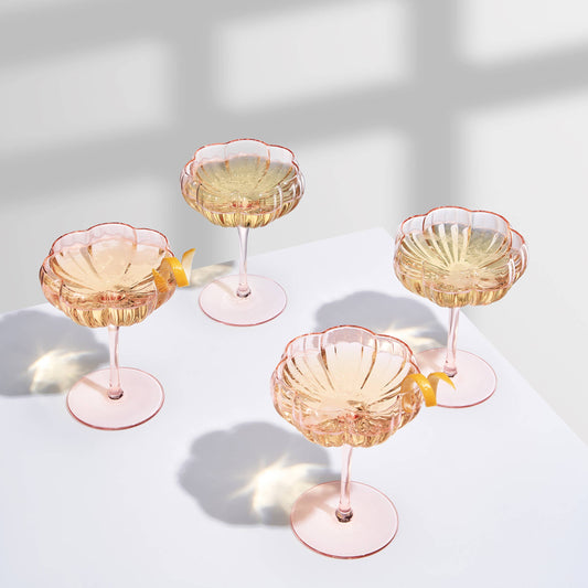 Pink Flower Coupe Glasses