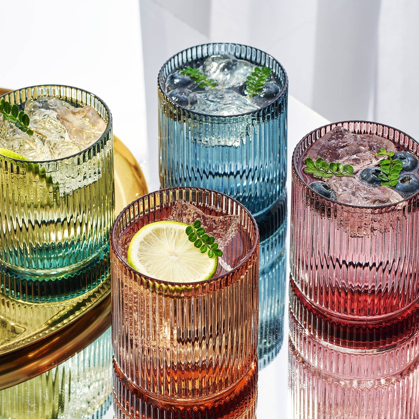 Ribbed Whiskey Drinking Glasses