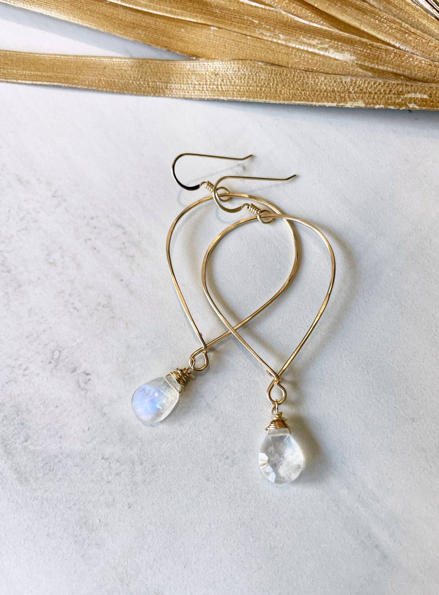 Inverted Teardrop Hoops Gemstone Drop | 14kt Gold Filled