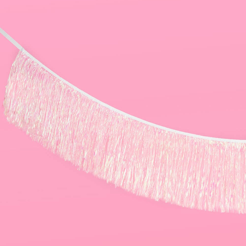 White Iridescent Fringe Banner