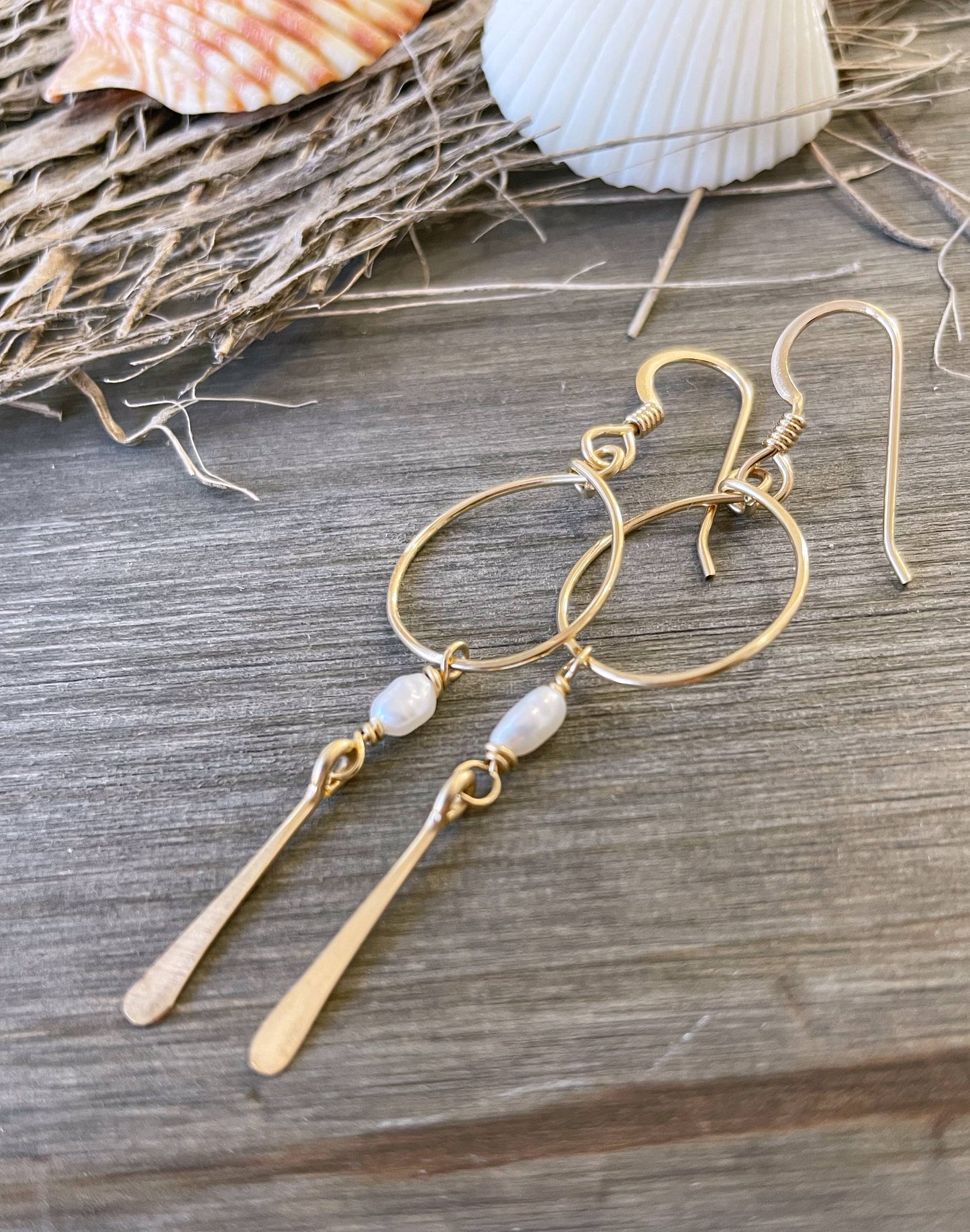 Baby Hoop Pearl Spike | 14kt Gold Filled, Sterling Silver