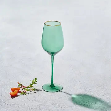 Platinum Green Gold Rim Glassware Collection