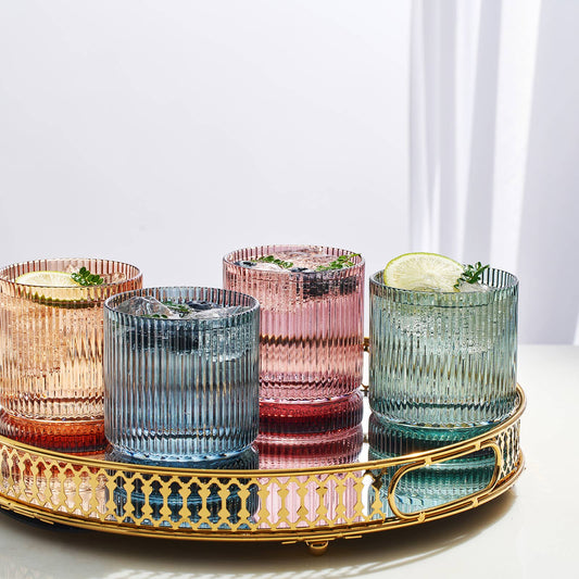 Ribbed Whiskey Drinking Glasses