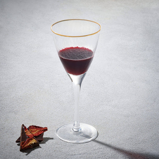 Gold Rim Hammered Wine Glass