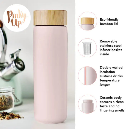 Double-Walled Ceramic Travel Mug w/ Infuser