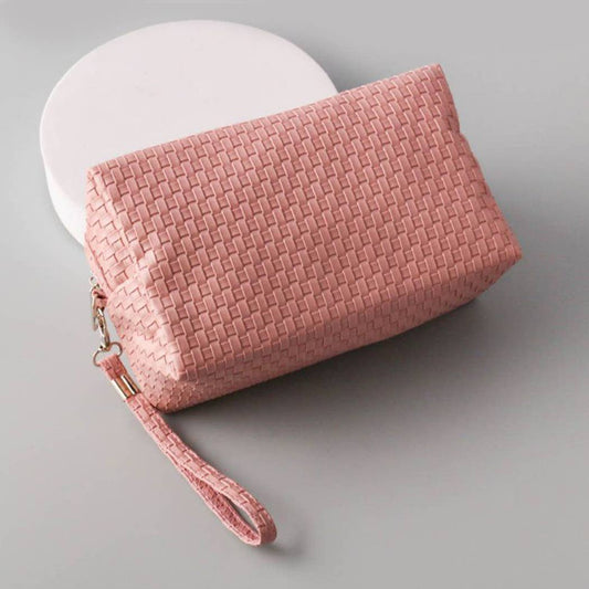 Leather Woven Cosmetic Bag