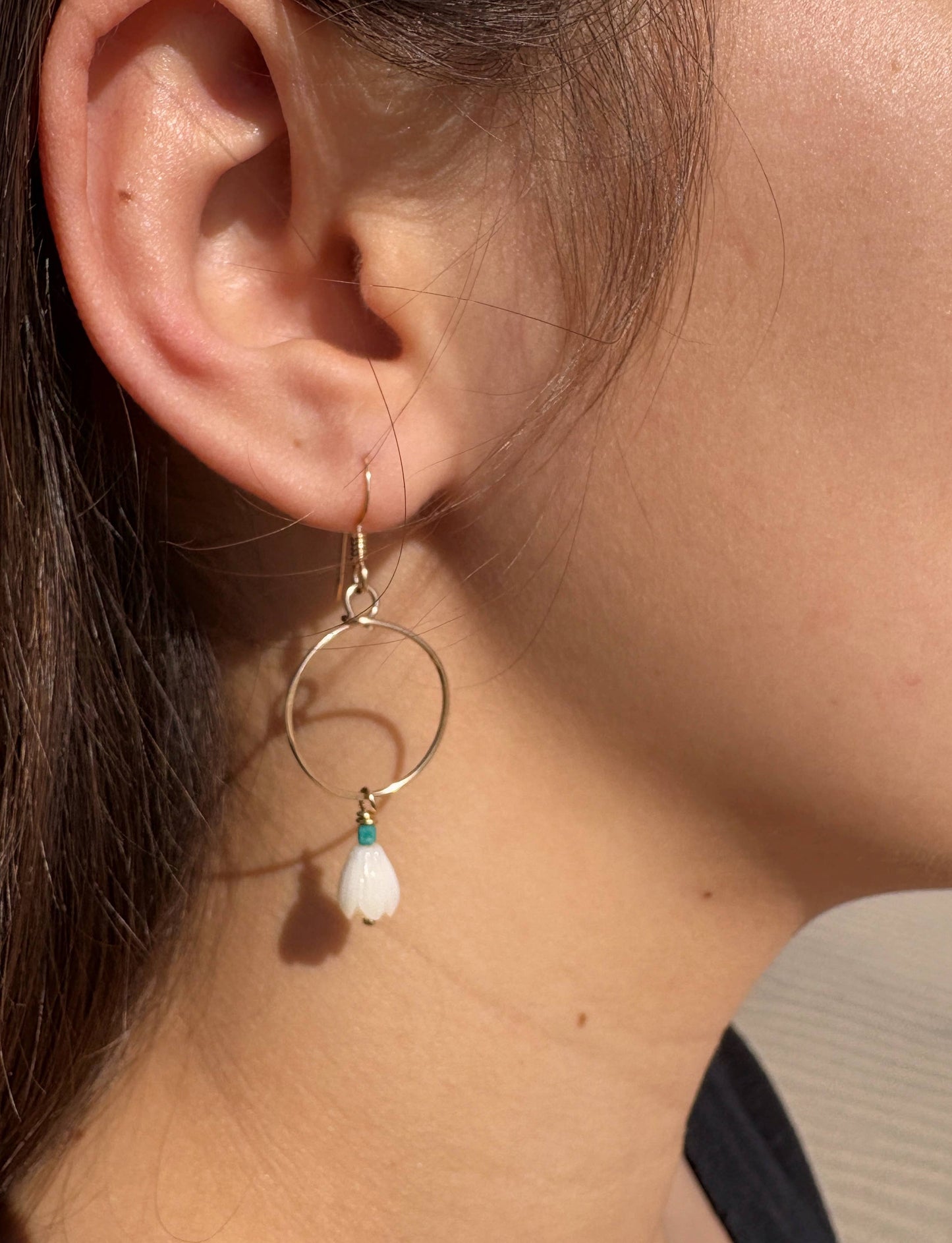 Small Circle Hoops Pikake Flower | Gold Filled, Sterling