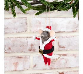 Wool Santa Mouse Ornament