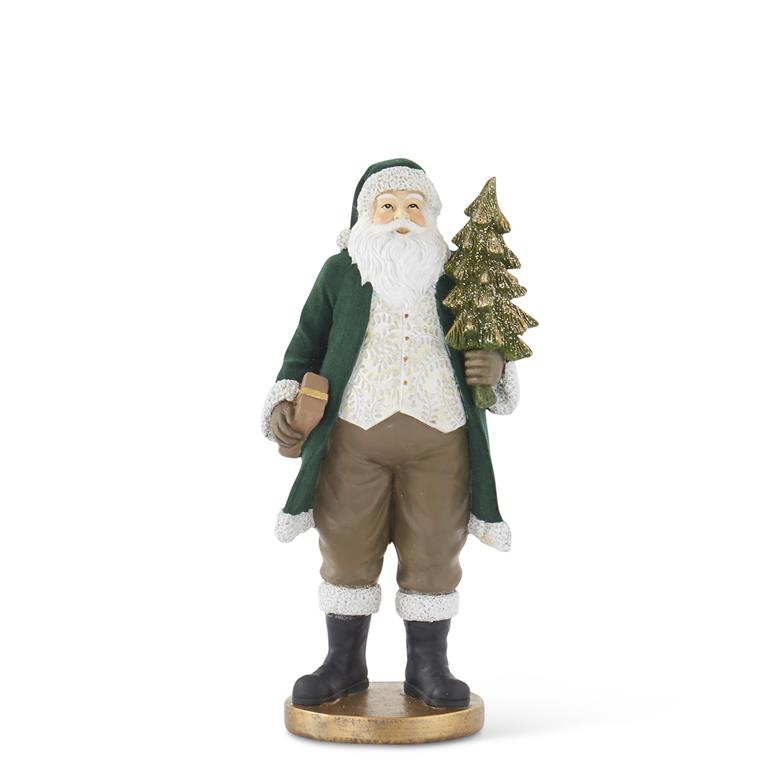Resin Santa Figure w/ Green Coat