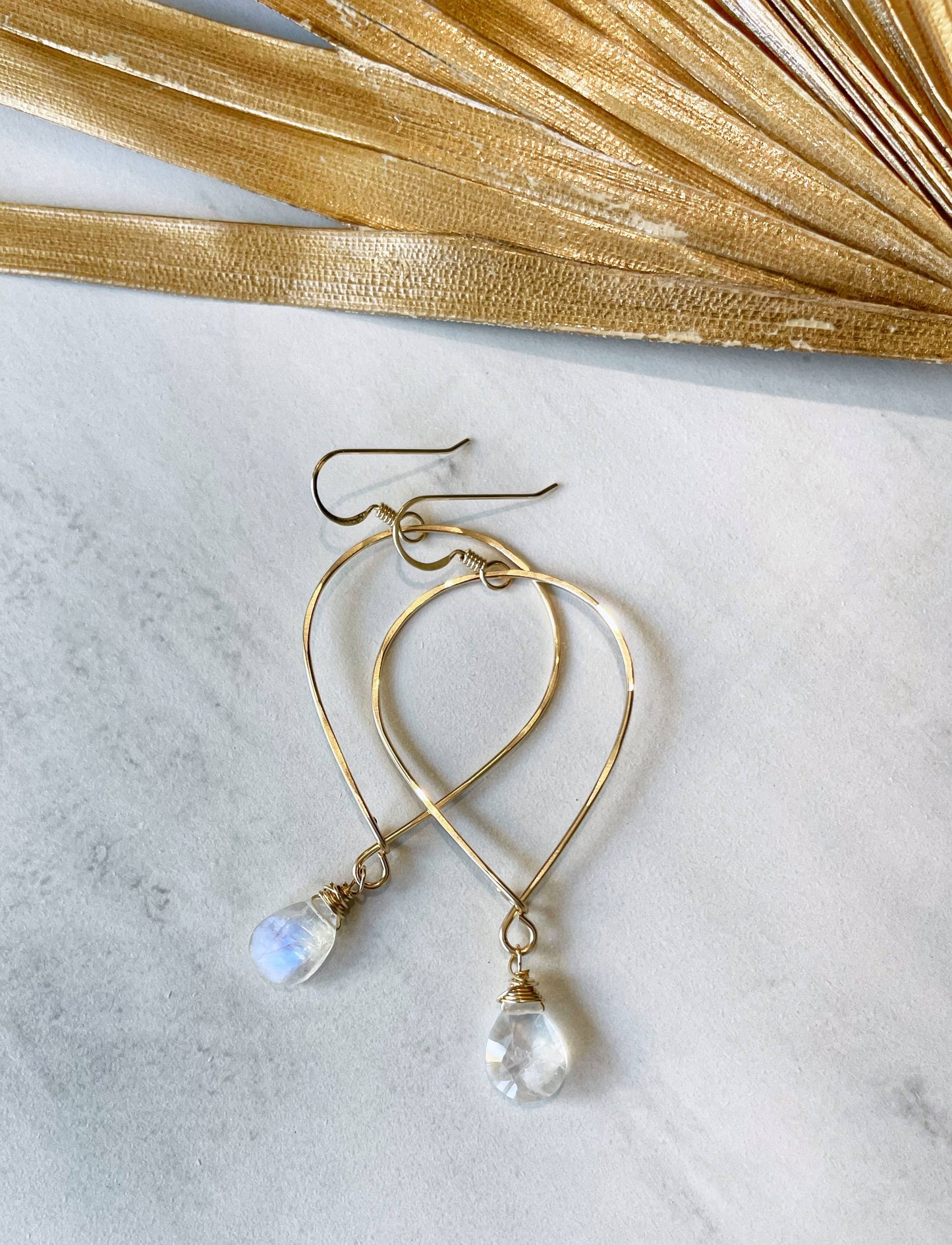 Inverted Teardrop Hoops Gemstone Drop | 14kt Gold Filled