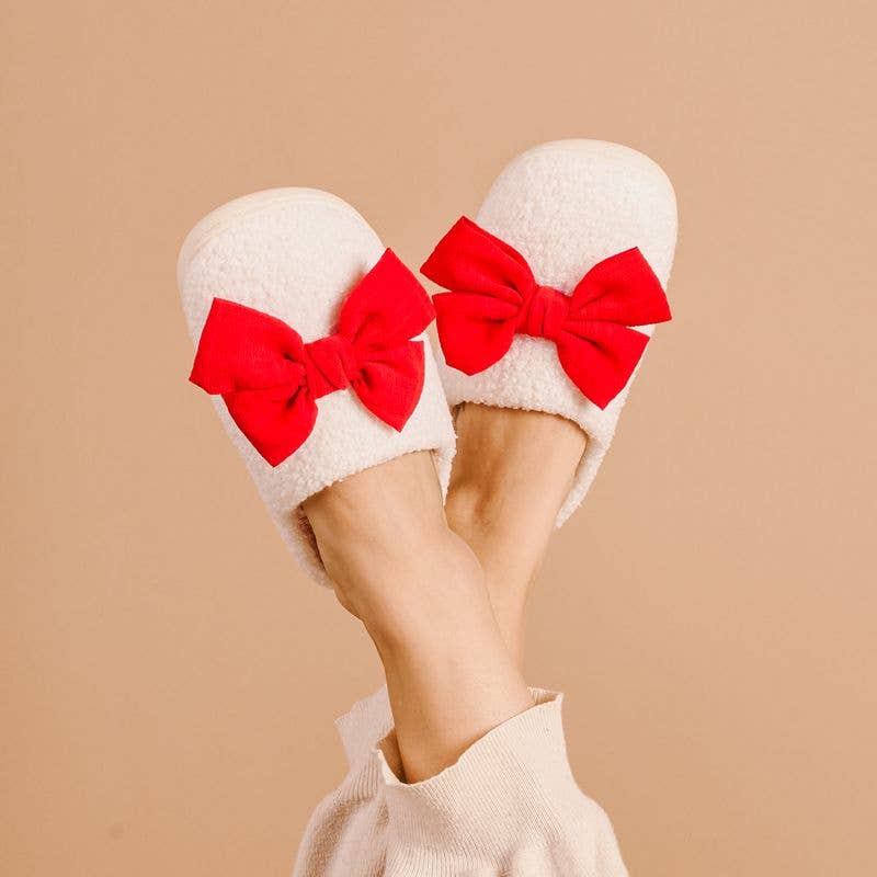 Betty Red Bow Slippers