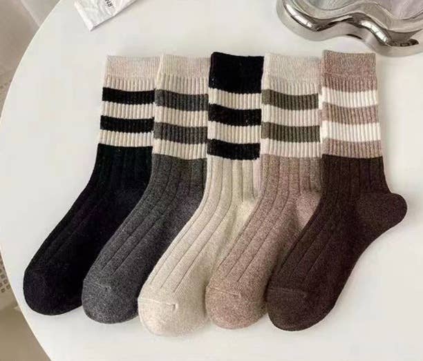 Rib Knit Block Socks