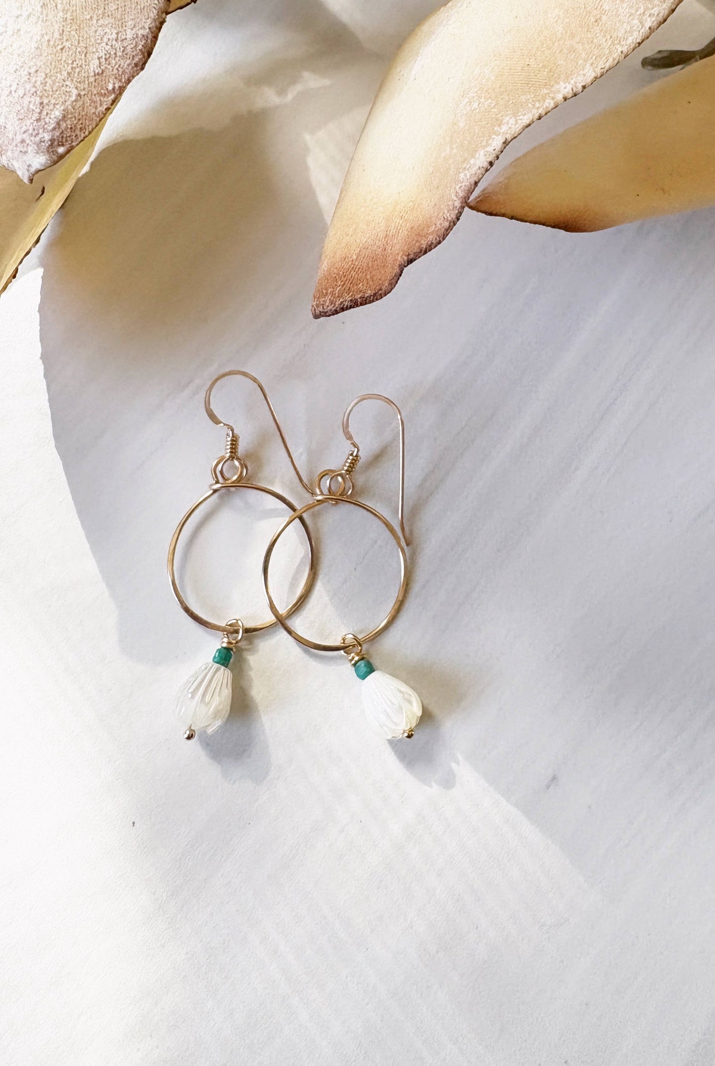 Small Circle Hoops Pikake Flower | Gold Filled, Sterling