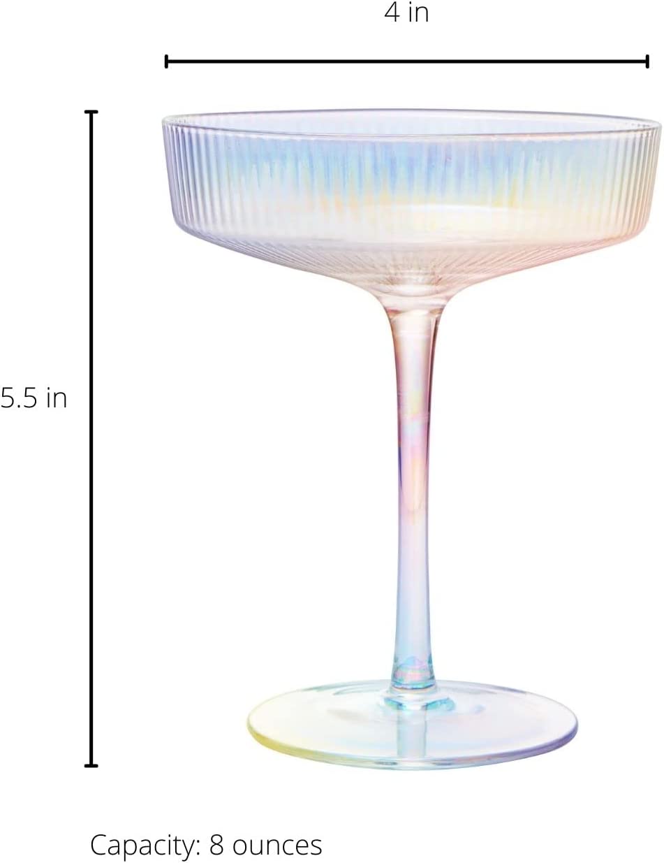 Iridescent Ribbed Champagne Coupe