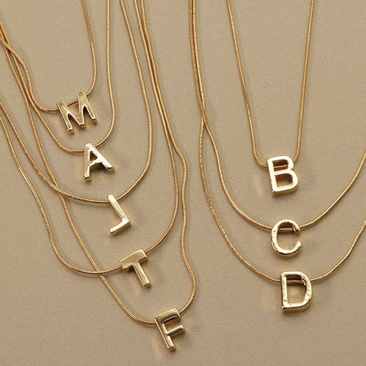 Delicate Snake Chain Initial Necklace