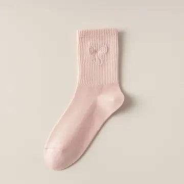 Embroidered Bow Socks