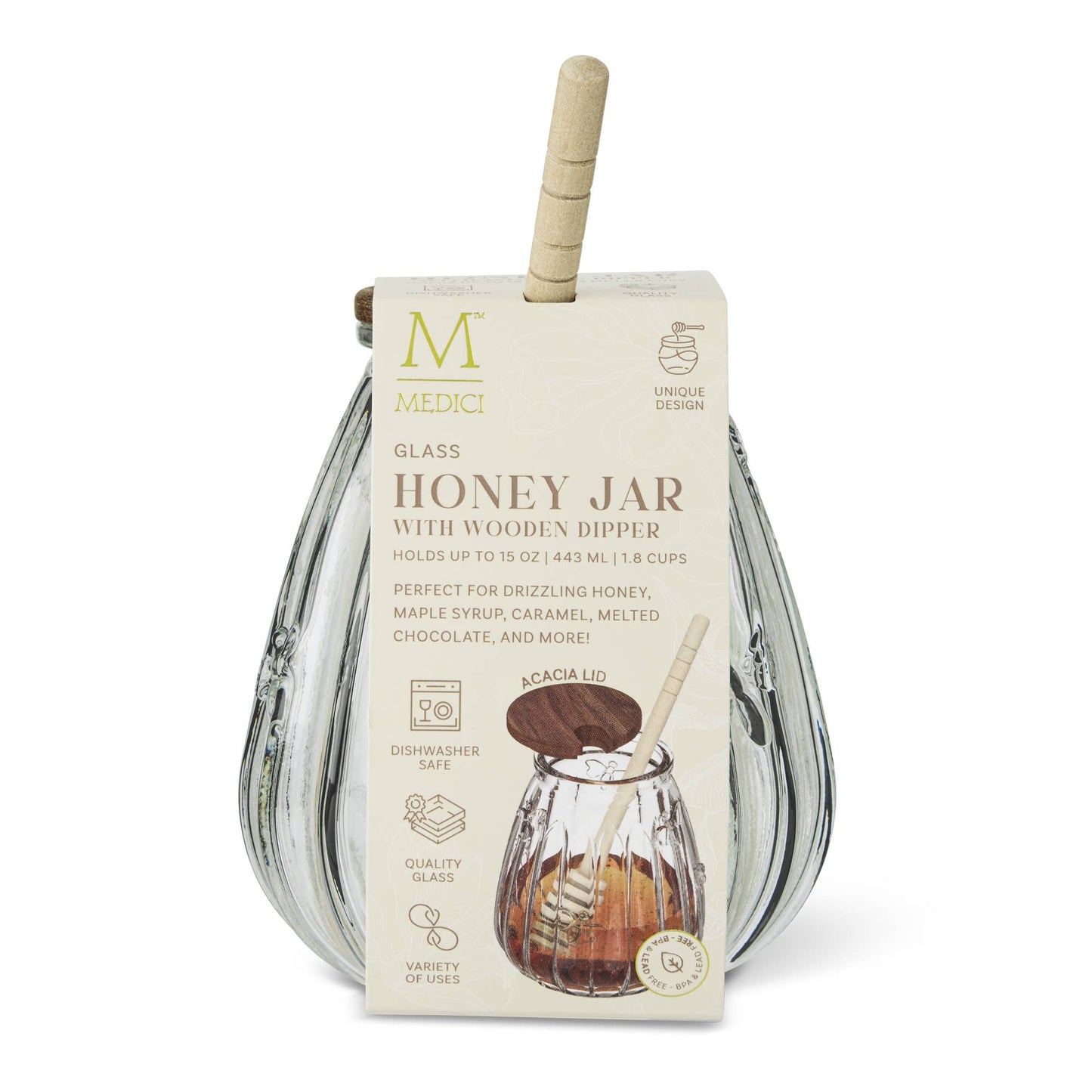 Embossed Bee Glass Honey Jar