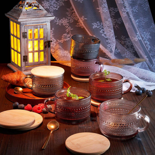 Vintage Colorful Glass Coffee Mugs