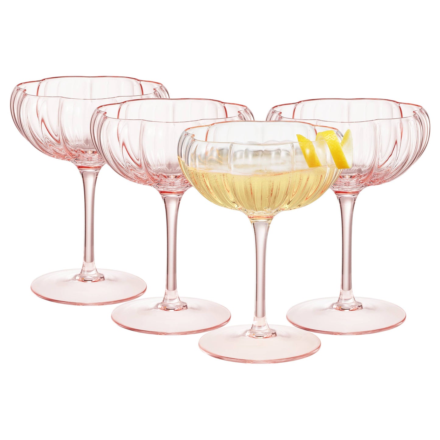 Pink Flower Coupe Glasses